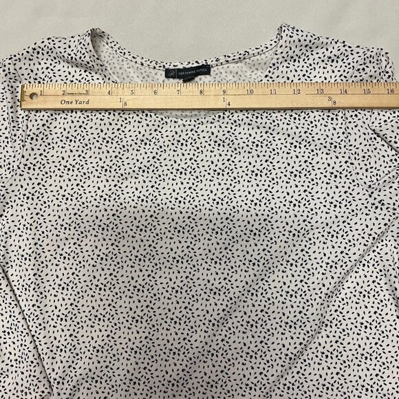 Adrianna Papell Blouse Womens 1X White Black Stretch Shark Hem Pullover Career - Picture 5 of 9